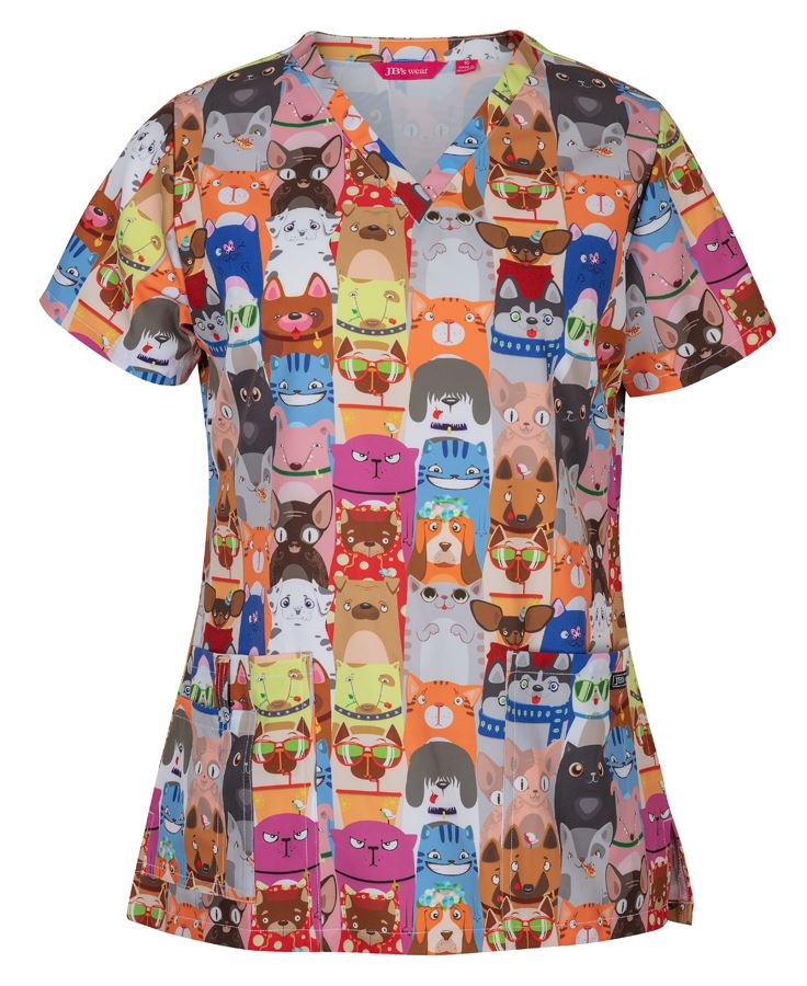 Jb’s Ladies Scrub top printed