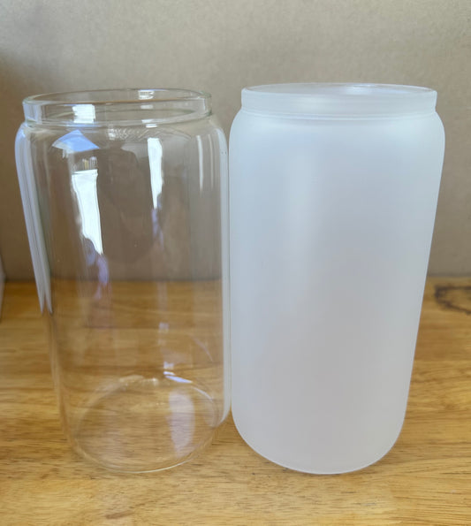 16oz Glass tumbler with plastic lid